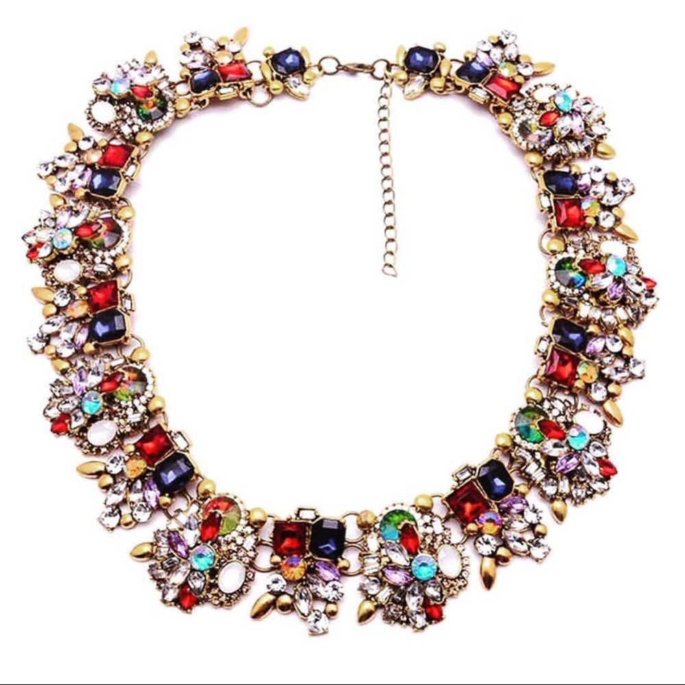 Lady vintage Multi colored crystal gold set